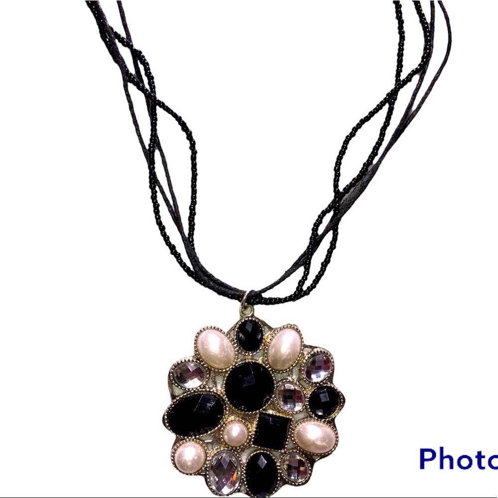 Black necklace elegant leather